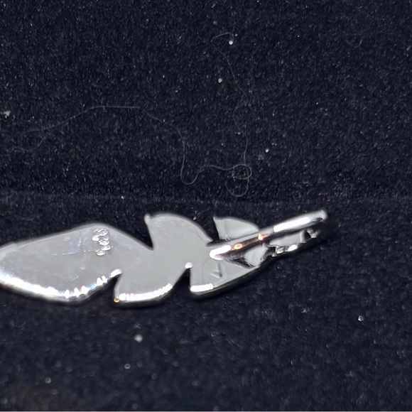 Blue Lab Created Opal Feather Pennant 9.25 Sterling Silver - Picture 2 of 3